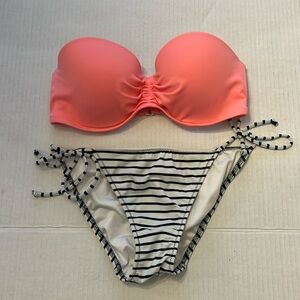 Victoria’s Secret pink top striped bottom‎ bikini, size XS/32D 🔲